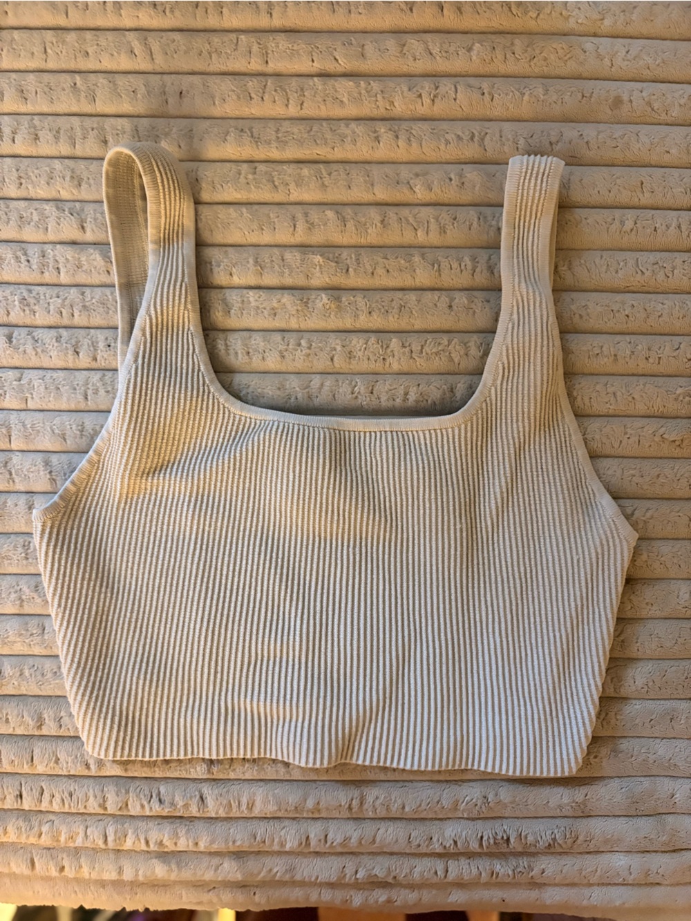 Babaton Ribbed Square-Neck Crop Top - Cream